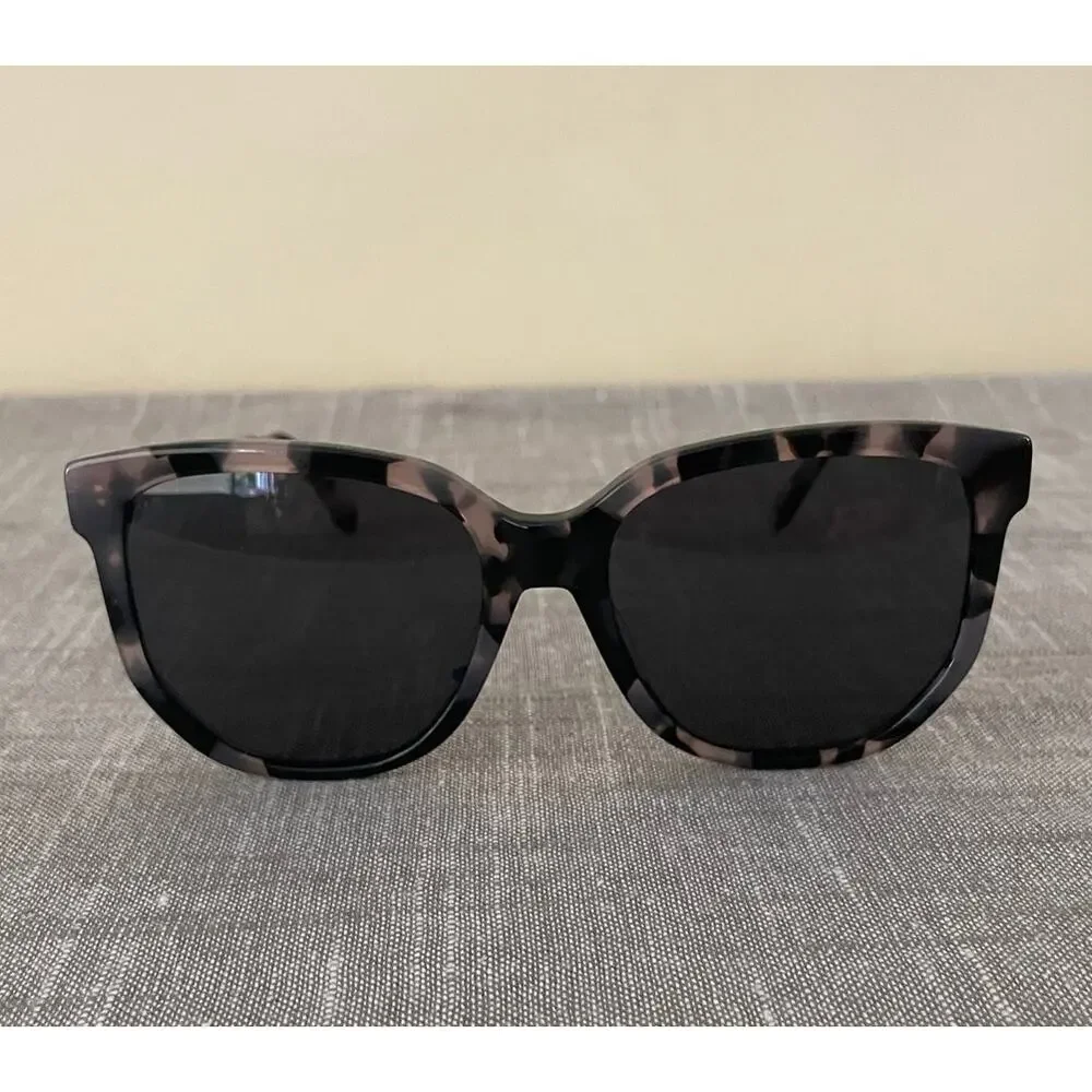 QUAY Coffee Run MiMi Womens Black Gray Tortoise Polarized Round Sunglasses - Picture 2 of 14